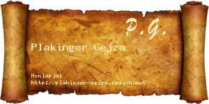 Plakinger Gejza névjegykártya